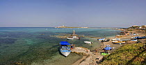 Portopalo di Capopassero (Siracusa) with the island of Capo Passero, the most southern point of italian peninsula in the background, Sicily, Italy.