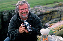 Bill Oddie on location for Birding With Bill Oddie Noss NNR Shetland