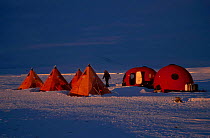 BBC field camp at Cape Washington Antarctica. Night (for filming Blue Planet)