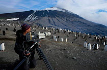 Doug Allan filming Chinstrap penguins dormant volcano Zavodovski Is S Sandwich Is