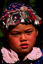 Hani ethnic minority child portrait, Huangcouba village,, Yuangyang, Yunnan, China