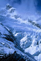 Snow covered glacier, Jade Dragon or Yulong mtn range Lijiang, Yunnan, China
