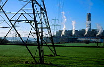 Coal fired power station and electricity pylon Fife, Scotland, UK