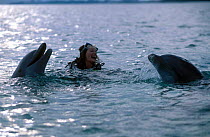 Charlotte Uhlenbroek swimming with Bottlenosed dophins