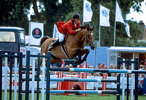 Horse and rider show jumping New Forest Show Hampshire UK