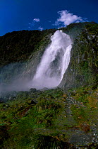 Bowen Falls from Cemetery Point Milford Sound Fiordland NP South Island New Zealand