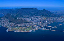 Aerial view of Cape Town and Table mountain South Africa
