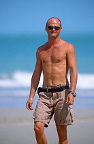 Simon King portrait on location for Blue Planet Crab Is Queensland Australia