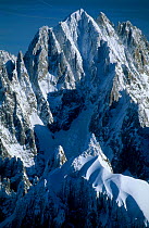 Mountain landscape with snow Aiguille Verte from Aiguille du Midi Alps France