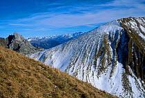 View over Swiss alps from Cornettes de Bise Haute Savoie Alps France